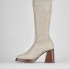 Donna Barca | Stivali Tacco Alto Tacco 8 Cm In Pelle Beige