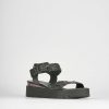 Donna Barca | Sandali Tacco Basso Tacco 1 Cm In Pelle Nera