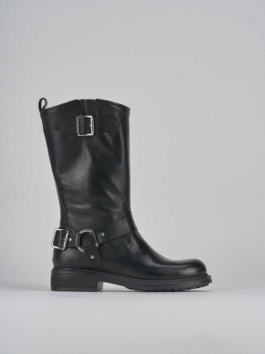 Donna Barca | Stivali Tacco 2Cm Pelle Nero