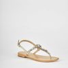 Donna Barca | Sandali Tacco Basso Tacco 1 Cm In Pelle Oro