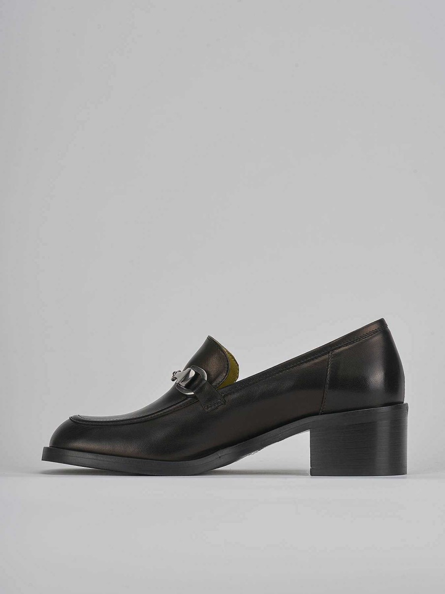 Donna Barca | Mocassini Tacco 5 Cm In Pelle Nera