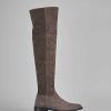 Donna Barca | Stivali Tacco Basso Tacco 2 Cm In Camoscio Beige