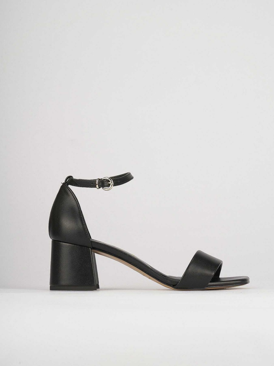 Donna Barca | Sandali Tacco Alto Tacco 5 Cm In Pelle Nera