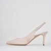 Donna Barca | Slingback Decolte Tacco 7 Cm Beige Camoscio