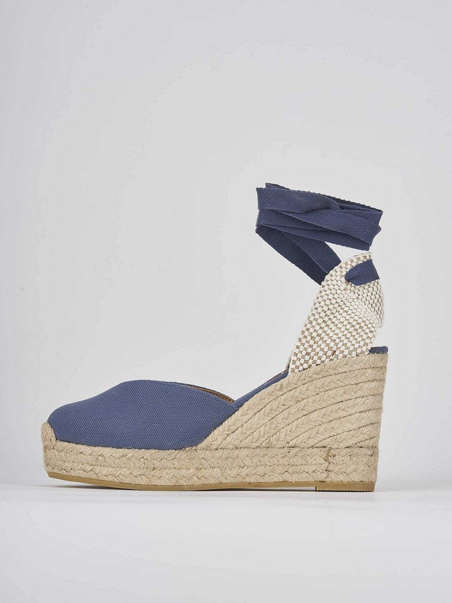 Donna Barca | Espadrillas Tacco 9 Cm In Tessuto Jeans