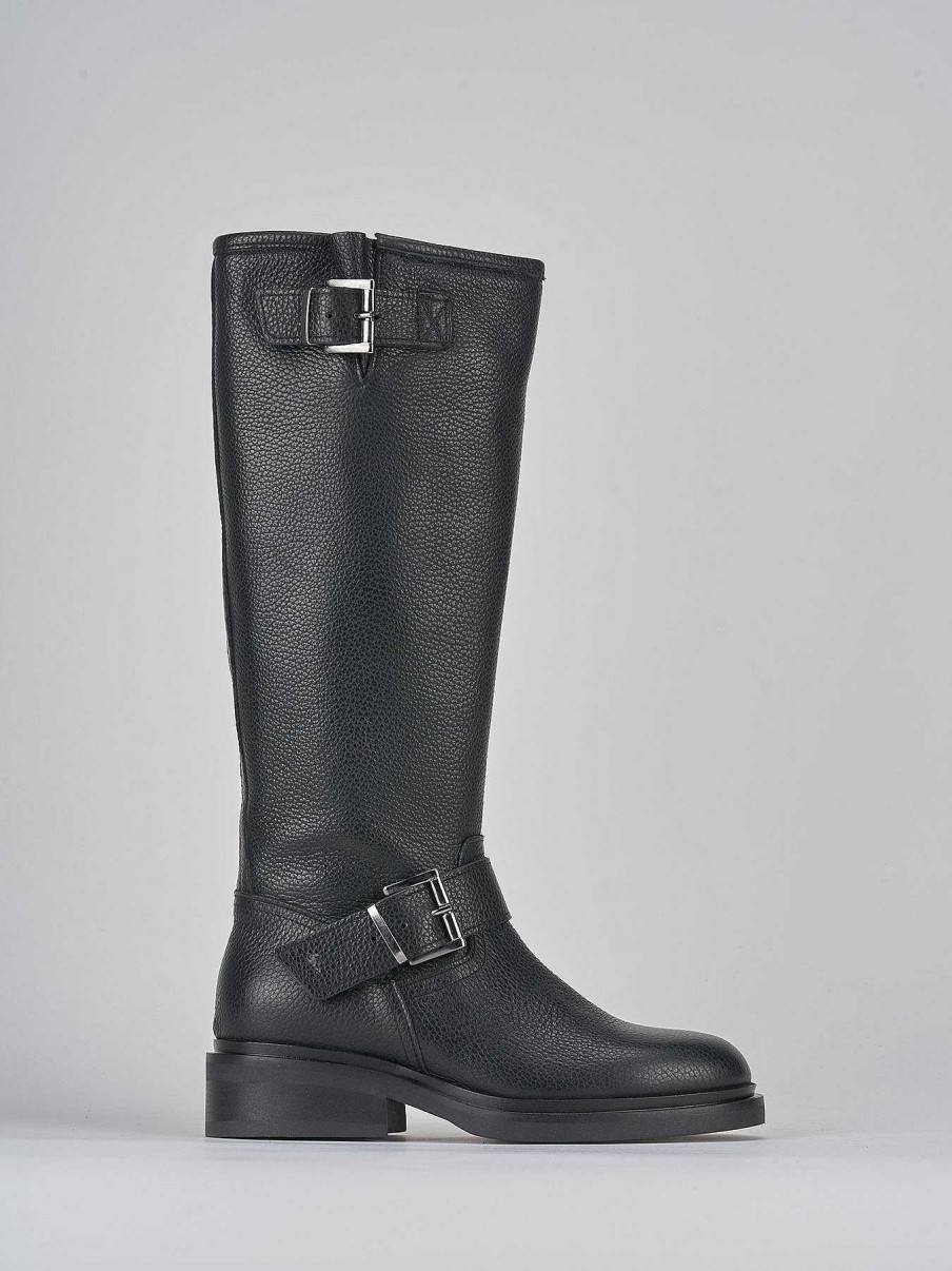 Donna Barca | Stivali Tacco 2Cm Pelle Nero