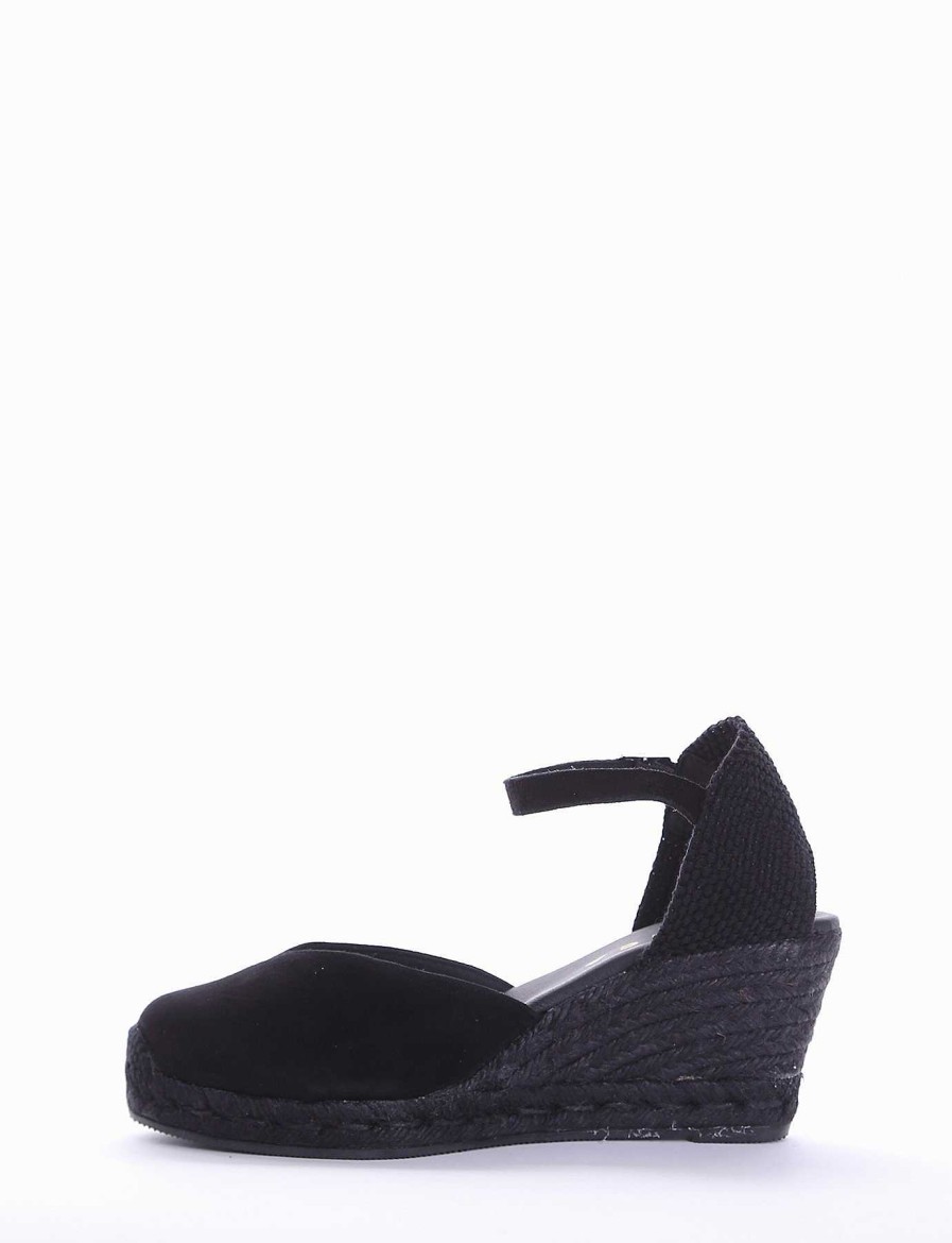 Donna Barca | Espadrillas Tacco 6 Cm In Camoscio Nero