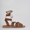 Donna Barca | Sandali Tacco Basso Tacco 1 Cm In Camoscio Marrone