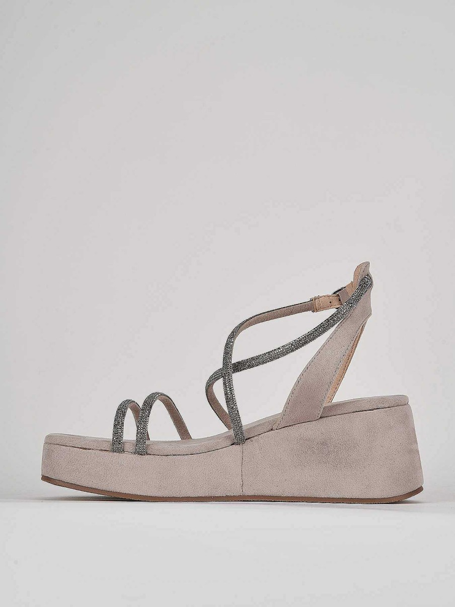 Donna Barca | Zeppa Tacco 6 Cm In Camoscio Beige