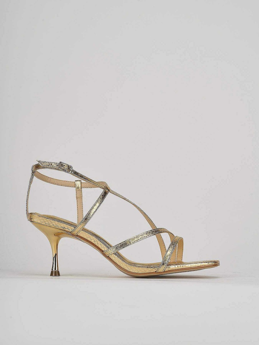 Donna Barca | Sandali Tacco Alto Tacco 6 Cm Pitone Oro