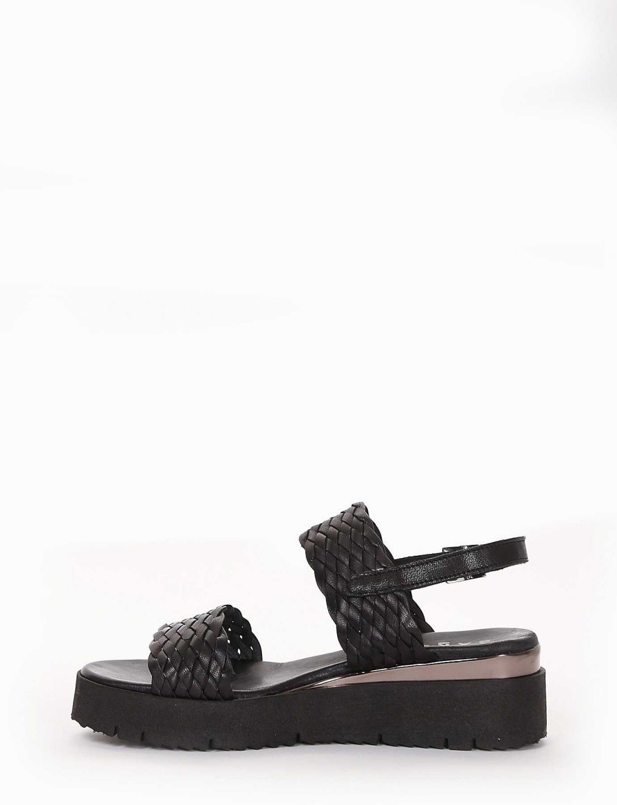 Donna Barca | Zeppa Tacco 3 Cm In Pelle Nera