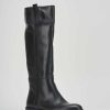 Donna Barca | Stivali Tacco Basso Tacco 2 Cm In Pelle Nera