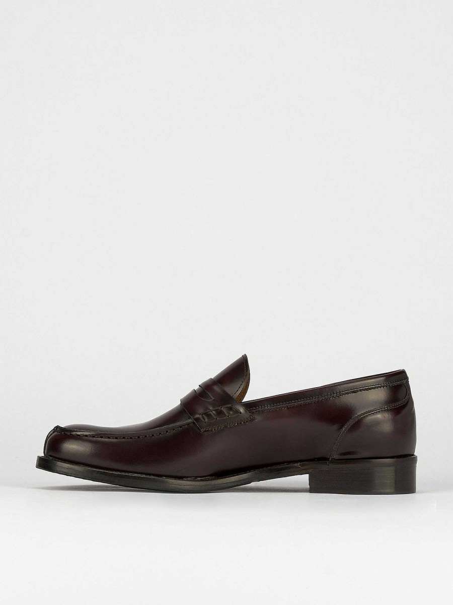 Uomo Barca | Mocassino Tacco 2 Cm In Pelle Bordeaux