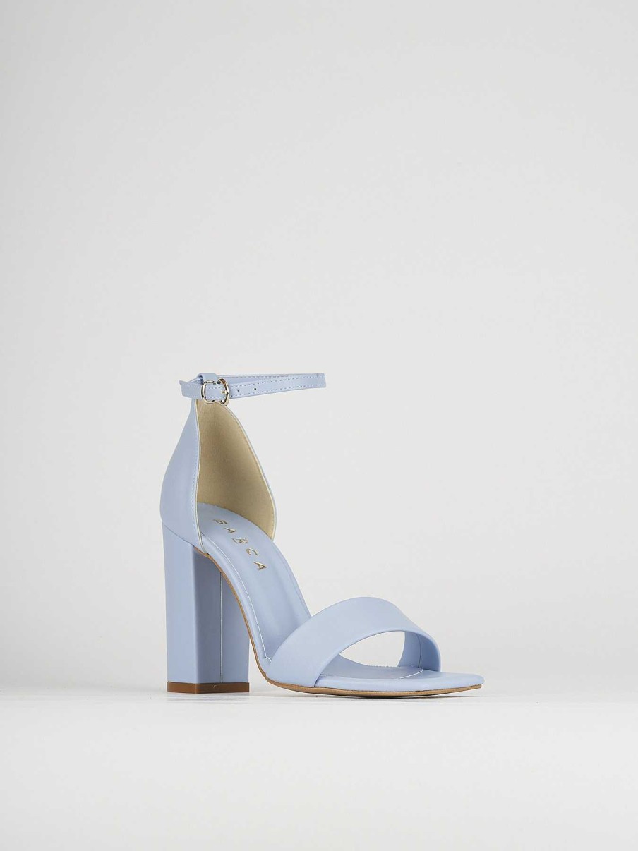 Donna Barca | Sandali Tacco Alto Tacco 8 Cm In Pelle Celeste