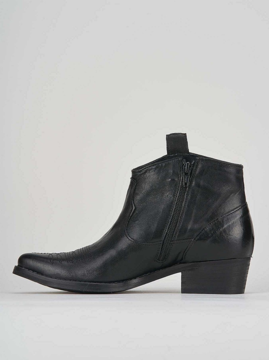 Donna Barca | Stivaletti Tacco Basso Tacco 3 Cm In Pelle Nera