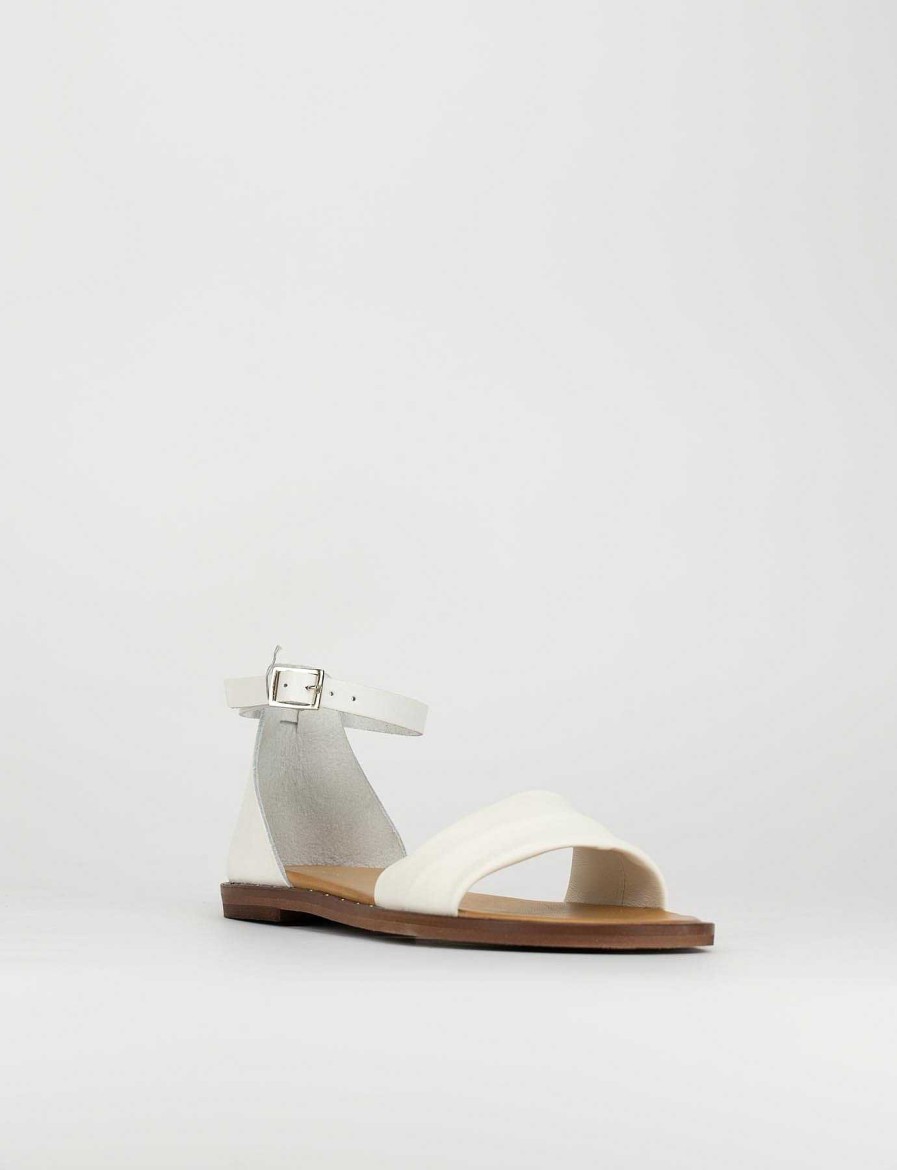 Donna Barca | Sandali Tacco Basso Tacco 1 Cm In Pelle Bianca