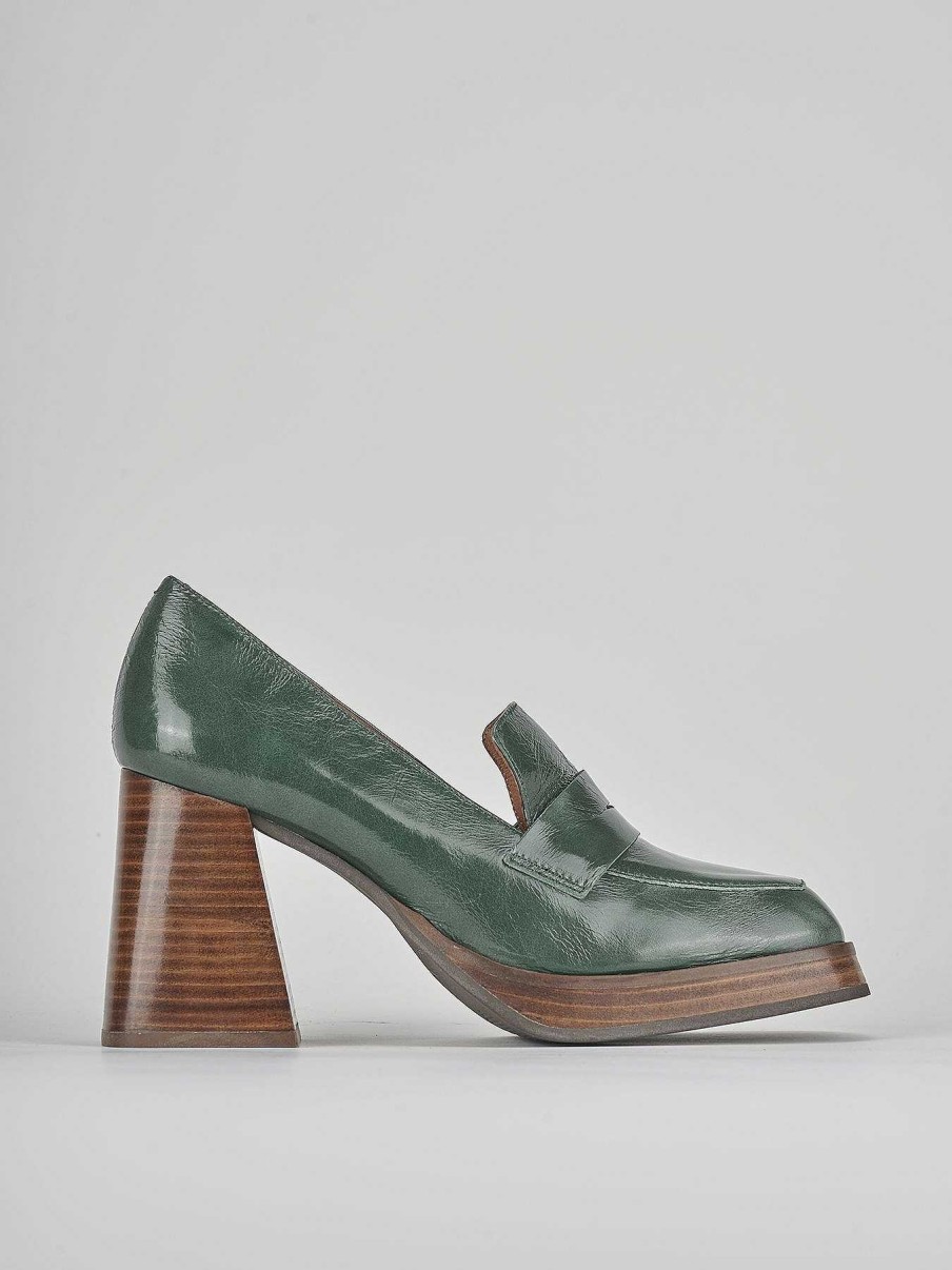 Donna Barca | Mocassino Tacco 9 Cm In Pelle Verde