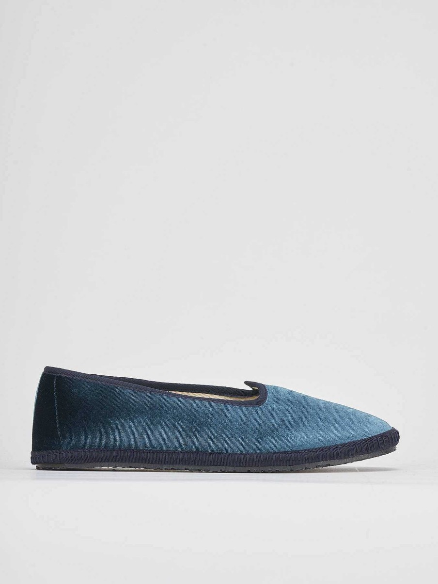 Donna Barca | Scarpe Basse Tacco 1 Cm In Velluto Blu