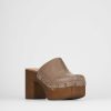 Donna Barca | Sabot Tacco 6 Cm In Pelle Beige