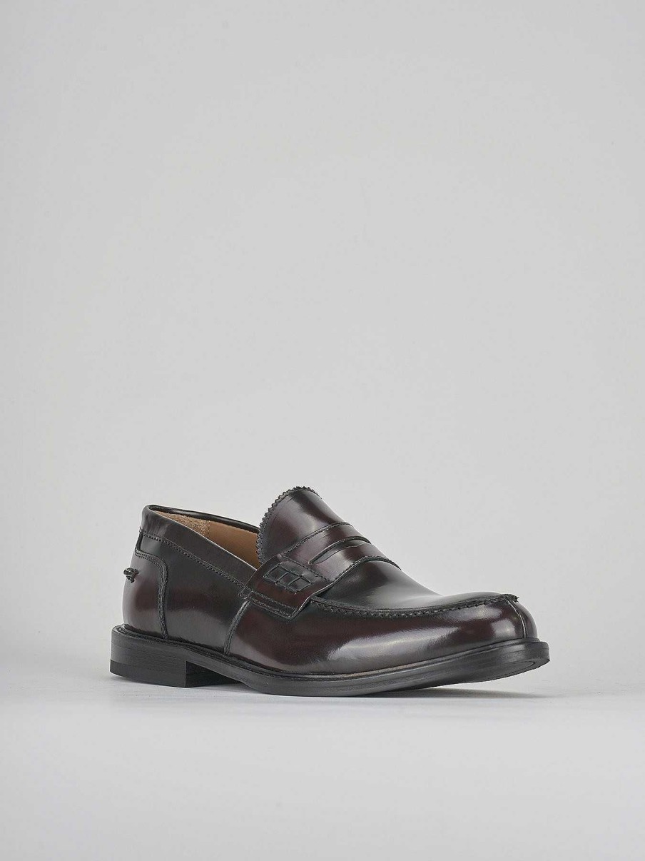 Uomo Barca | Mocassino Tacco 2 Cm In Pelle Bordeaux