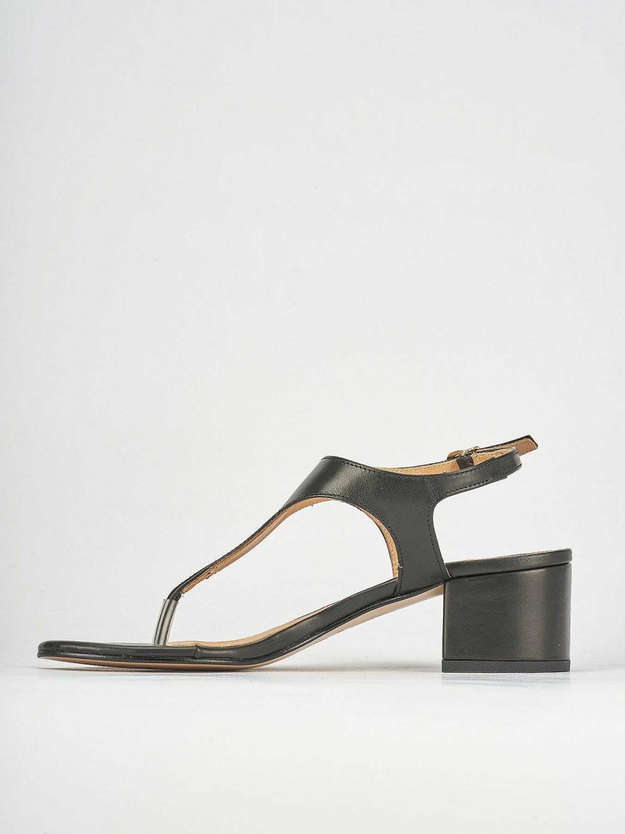 Donna Barca | Sandali Tacco Alto Tacco 5 Cm In Pelle Nera