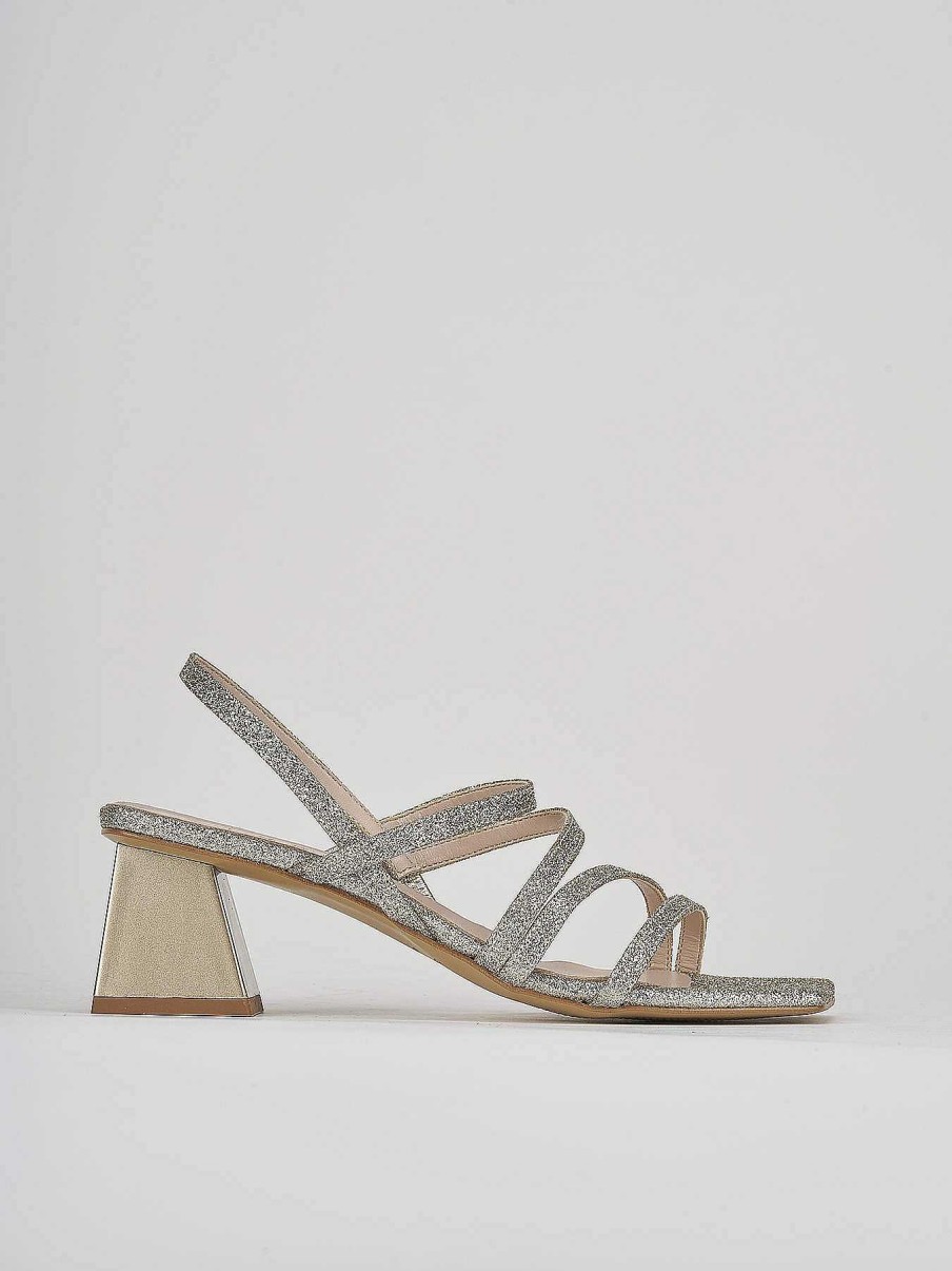 Donna Barca | Sandali Tacco Alto Tacco 5 Cm Glitter Oro