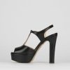 Donna Barca | Sandali Tacco Alto Tacco 10 Cm In Pelle Nera