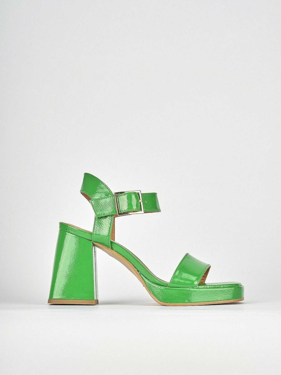 Donna Barca | Sandali Tacco Alto Tacco 8 Cm In Pelle Verde