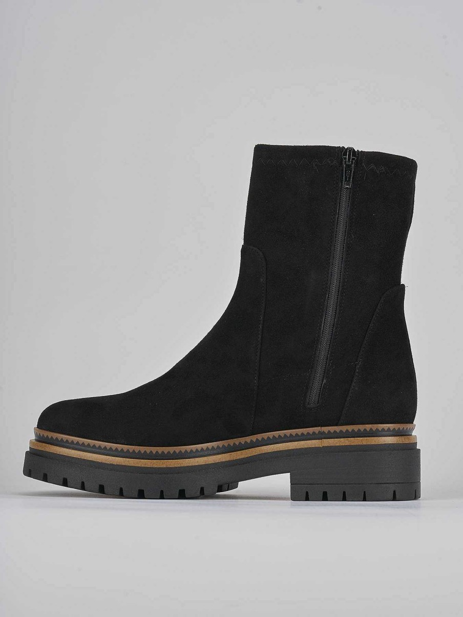 Donna Barca | Stivaletti Tacco Basso Tacco 3 Cm In Camoscio Nero