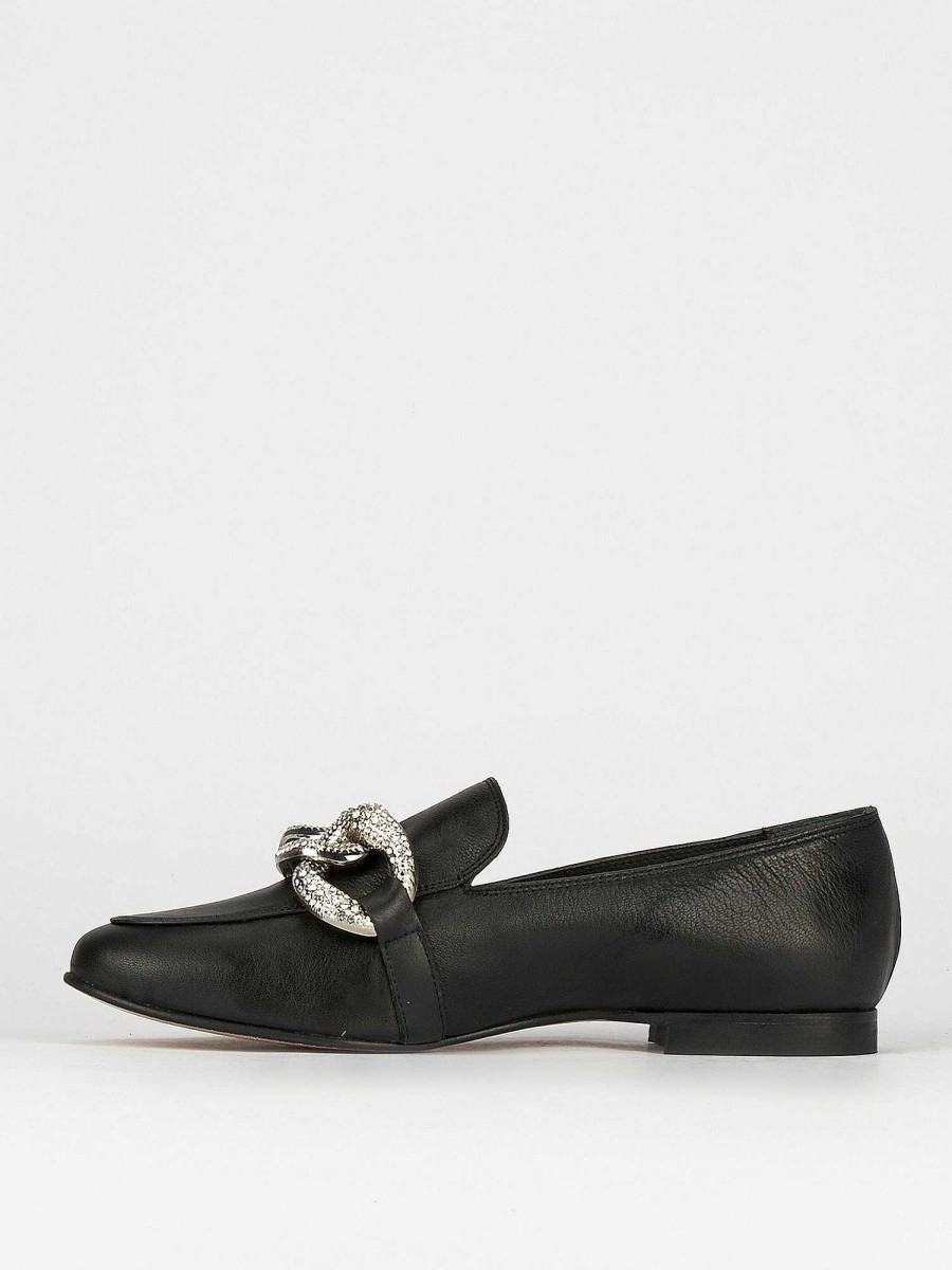 Donna Barca | Mocassini Tacco 1 Cm In Pelle Nera