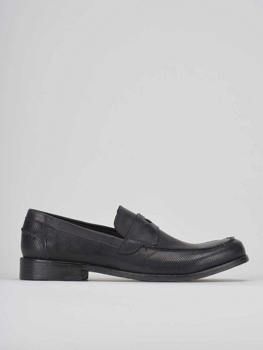 Uomo Barca | Mocassini Tacco 1 Cm In Pelle Nera