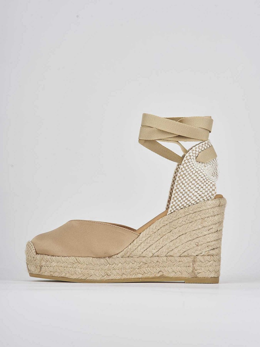 Donna Barca | Espadrillas Tacco 9 Cm Satinato Oro