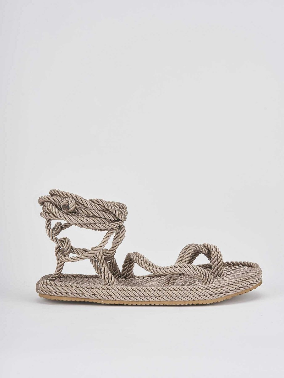 Donna Barca | Sandali Tacco 1Cm Tessuto Beige