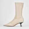 Donna Barca | Stivaletti Tacco Alto Tacco 5 Cm In Pelle Beige