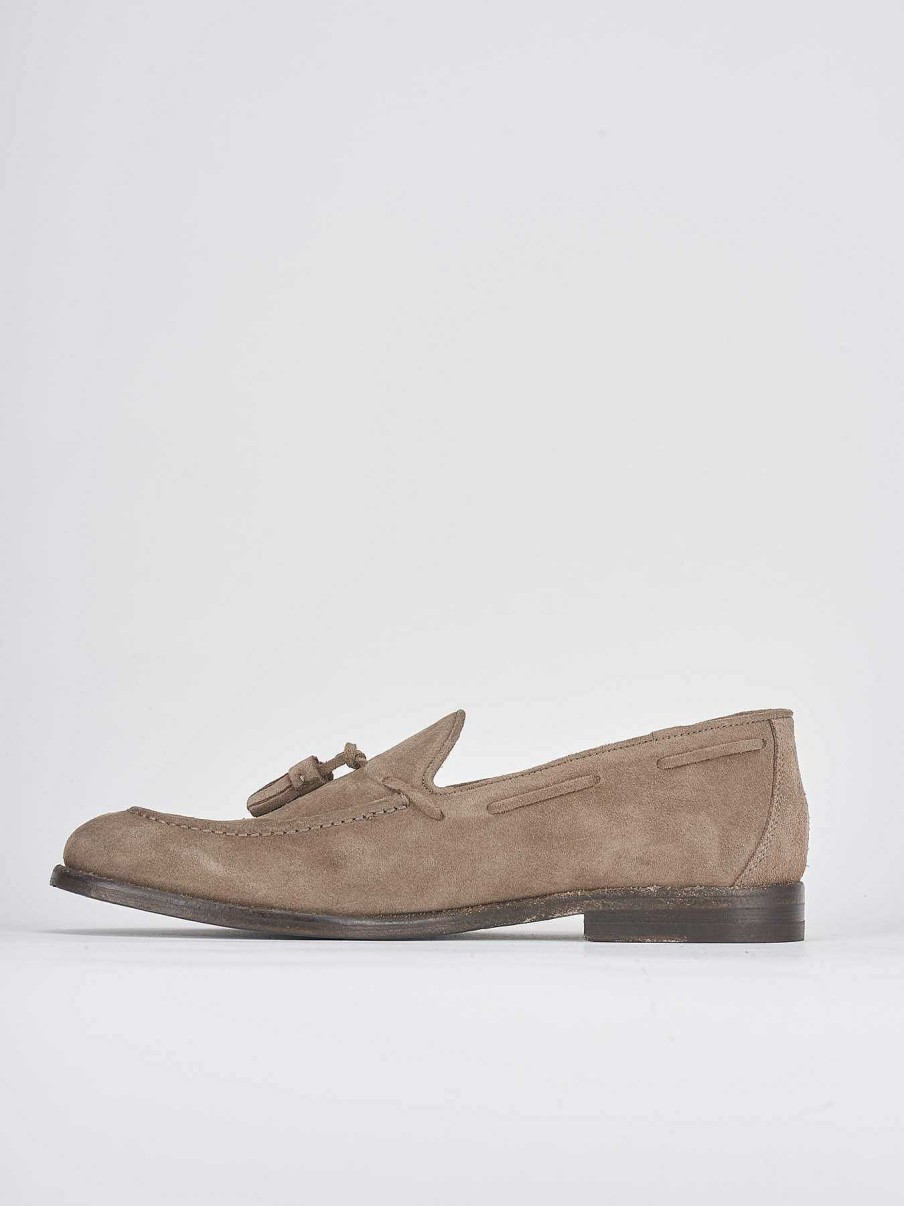 Uomo Barca | Mocassino Tacco 2 Cm In Camoscio Beige