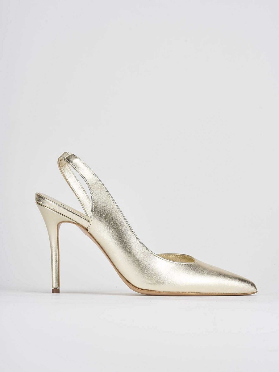 Donna Barca | Slingback Decolte Tacco 9 Cm Oro Pelle